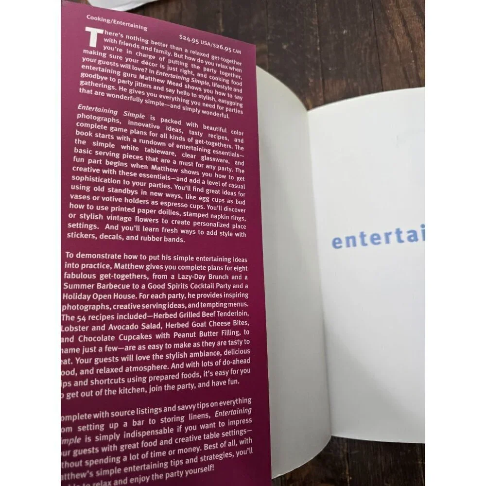 Entertaining Simple by Matthew Mead Cookbook Menus Party Ideas